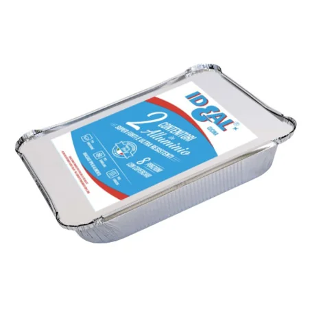 Vaschetta Alluminio Rettangolare 8 Porzioni con Coperchio 2pz