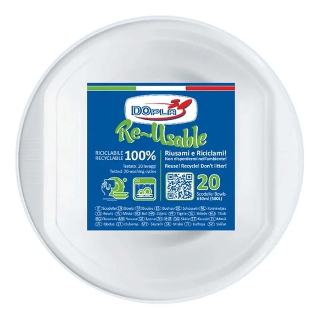 Scodelle Reusable Bianche 630 ml 20pz DOPLA