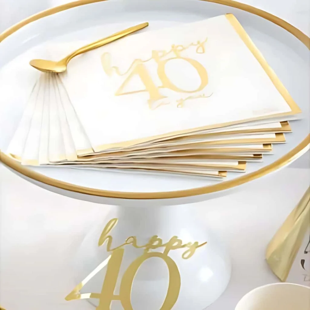 Tovaglioli 40 Anni Oro 33x33 cm 16 pz GIVI ITALIA
