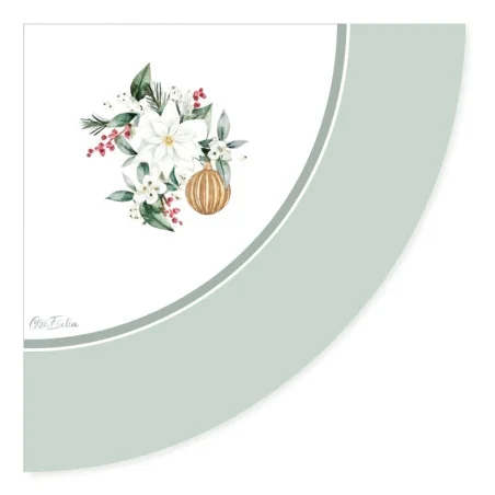 Tovaglioli Smerlo Tondo Neve Di Natale Verde 33x33 cm 16 pz