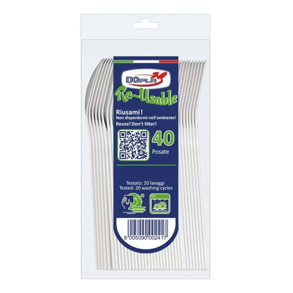 Cucchiaini Dessert Trasparenti Reusable 40 pz DOPLA