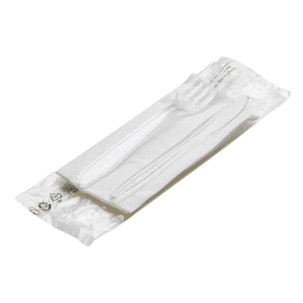 Bis Trasparenti Forchetta Coltello Tovagliolo 1 velo DT
