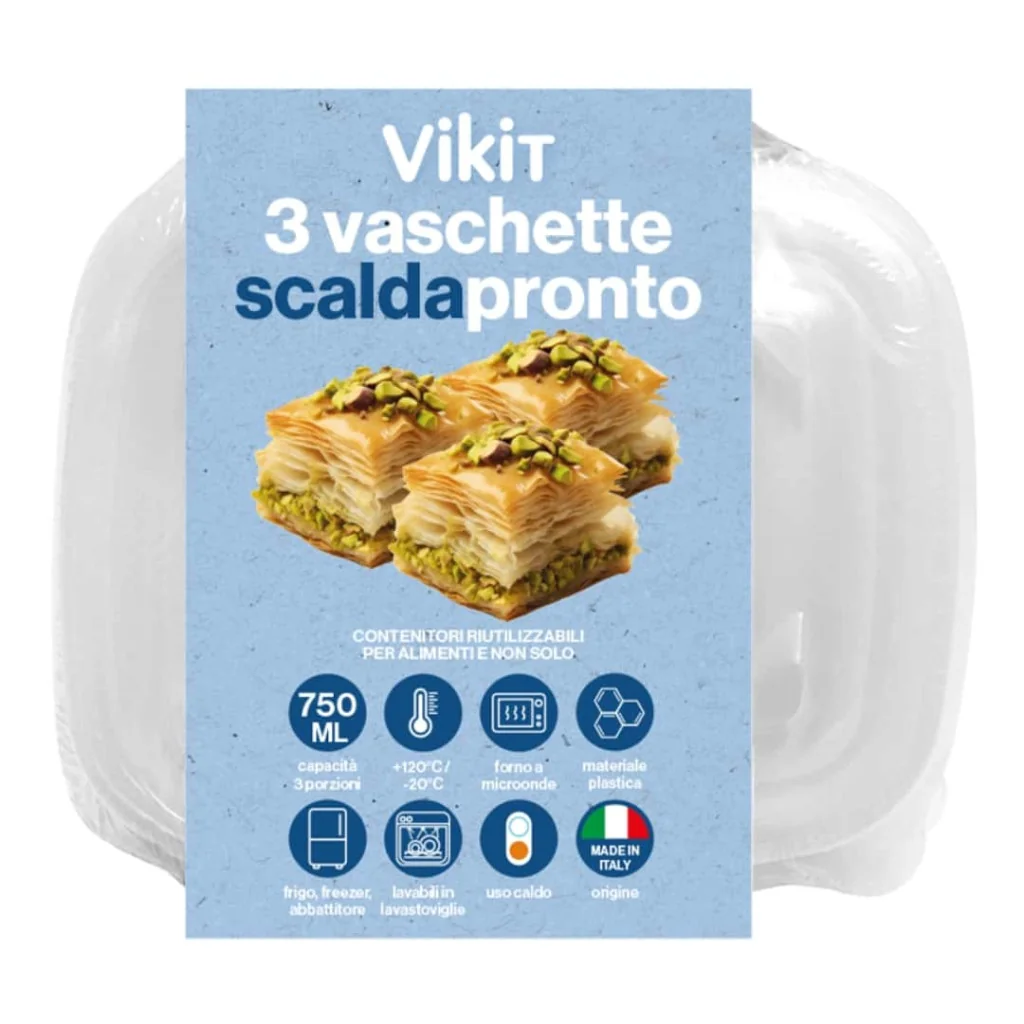 Vaschette Scaldapronto con Coperchio 750 ml 3 pz DT