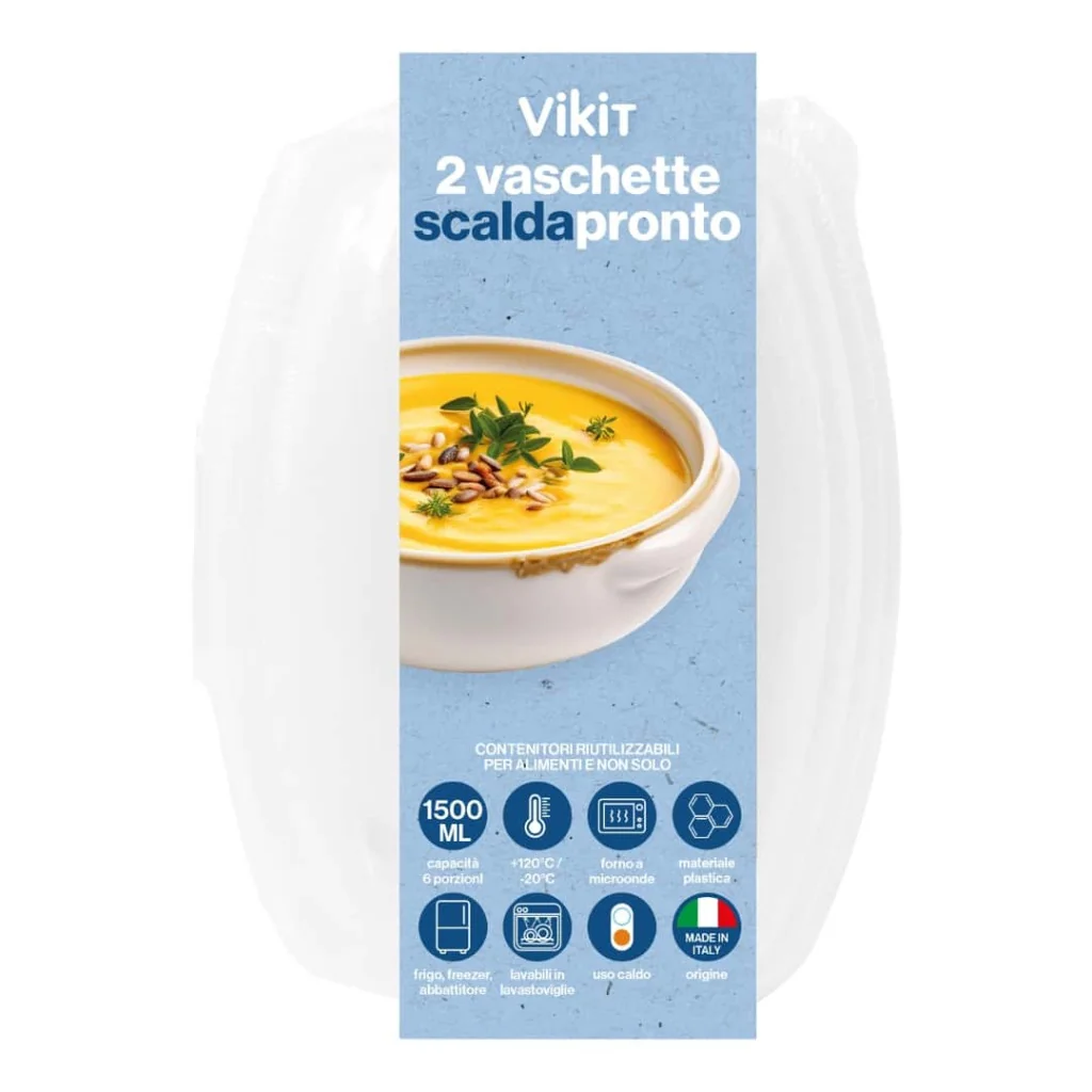 Vaschette Scaldapronto con Coperchio 1500 ml 2 pz DT