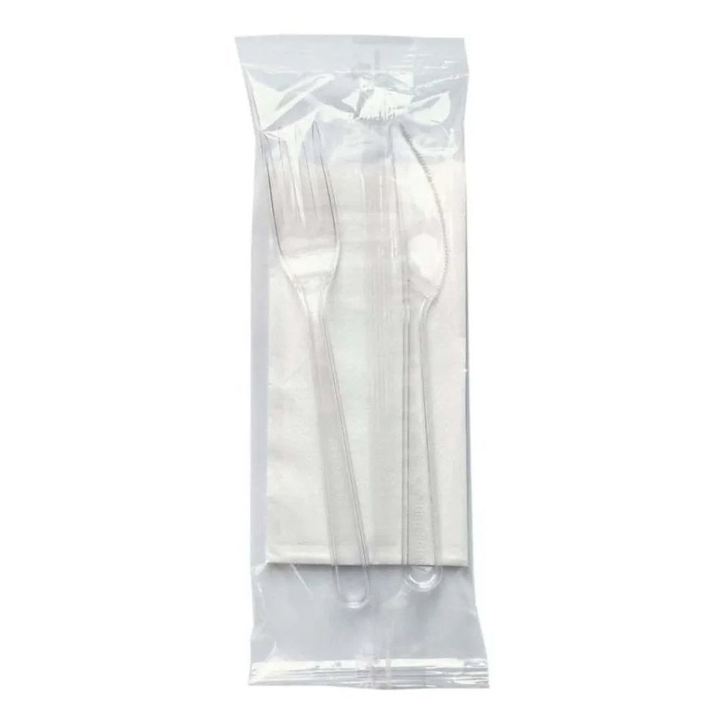 Bis Trasparenti Forchetta Coltello Tovagliolo 2 veli GOLD PLAST