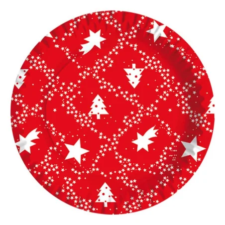 Piatti Frutta Cartoncino Red Xmas Rossi ø 18 cm DOPLA