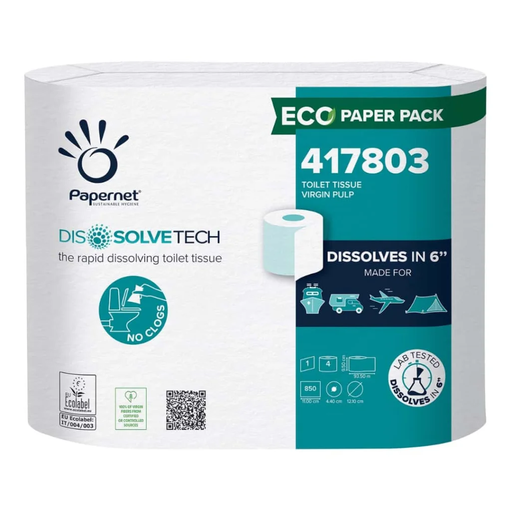 Carta Igienica 4 Rotoli Dissolve Tech 1 velo PAPERNET