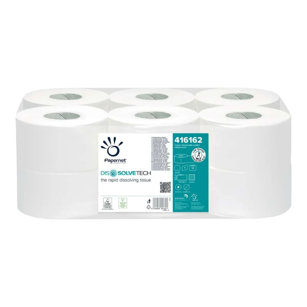 Carta Igienica Mini Jumbo Dissolve Tech 12rt PAPERNET