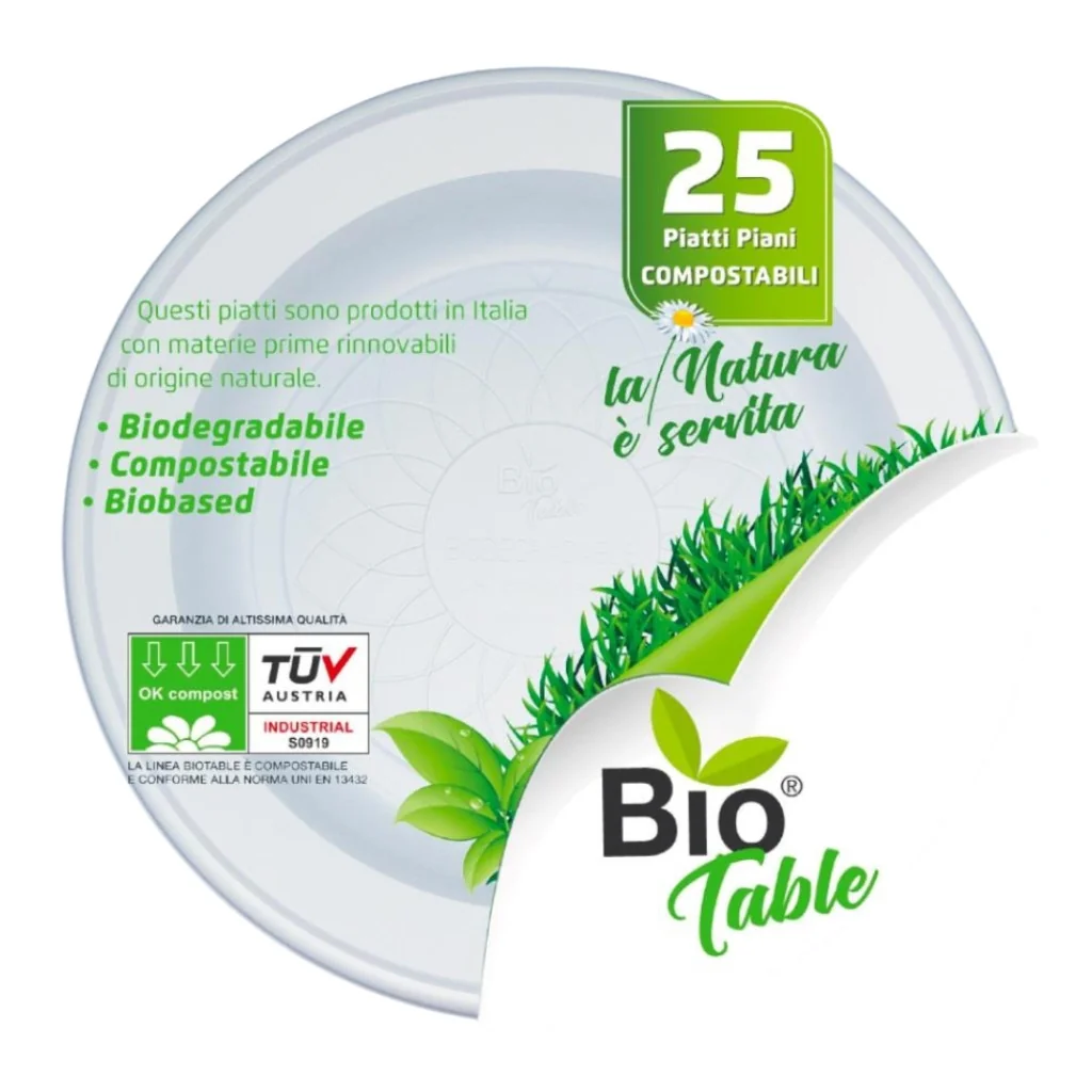 Piatti Piani Compostabili Biotable 25 pz DT