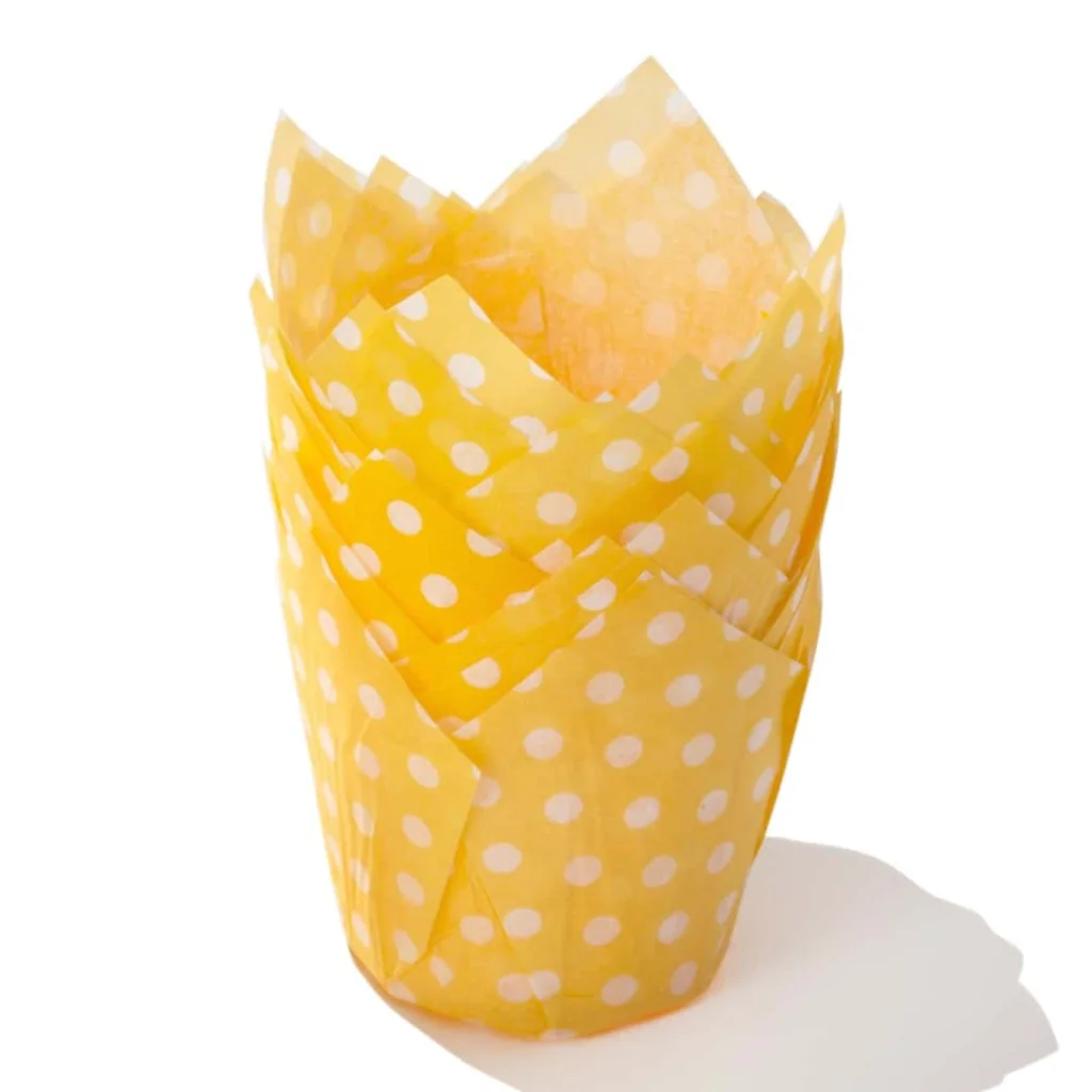 Pirottini Muffin Tulip Pois Gialli 50x50x72 mm 120pz ICA