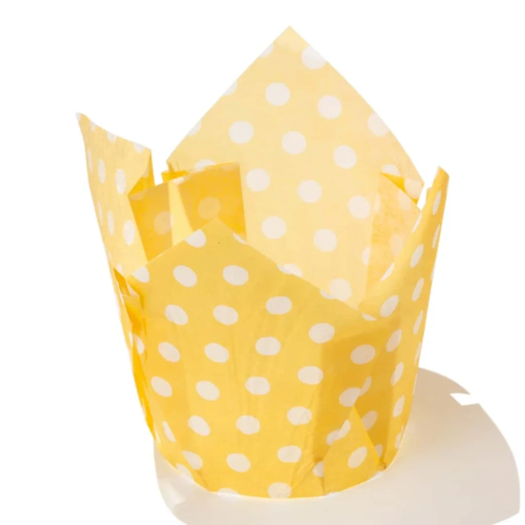 Pirottini Muffin Tulip Pois Gialli 50x50x72 mm 120pz ICA