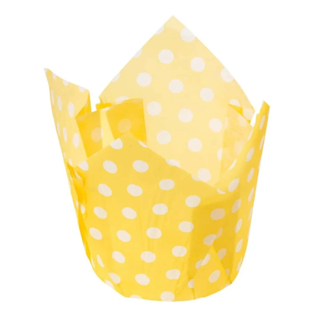 Pirottini Muffin Tulip Pois Gialli 50x50x72 mm 120pz ICA