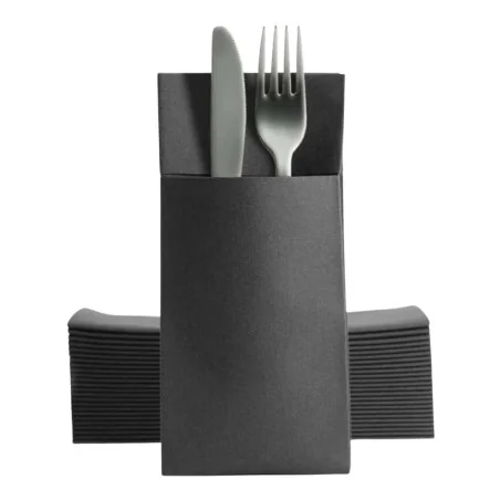 Tovaglioli Portaposate Pocket Neri 25 pz RO.IAL