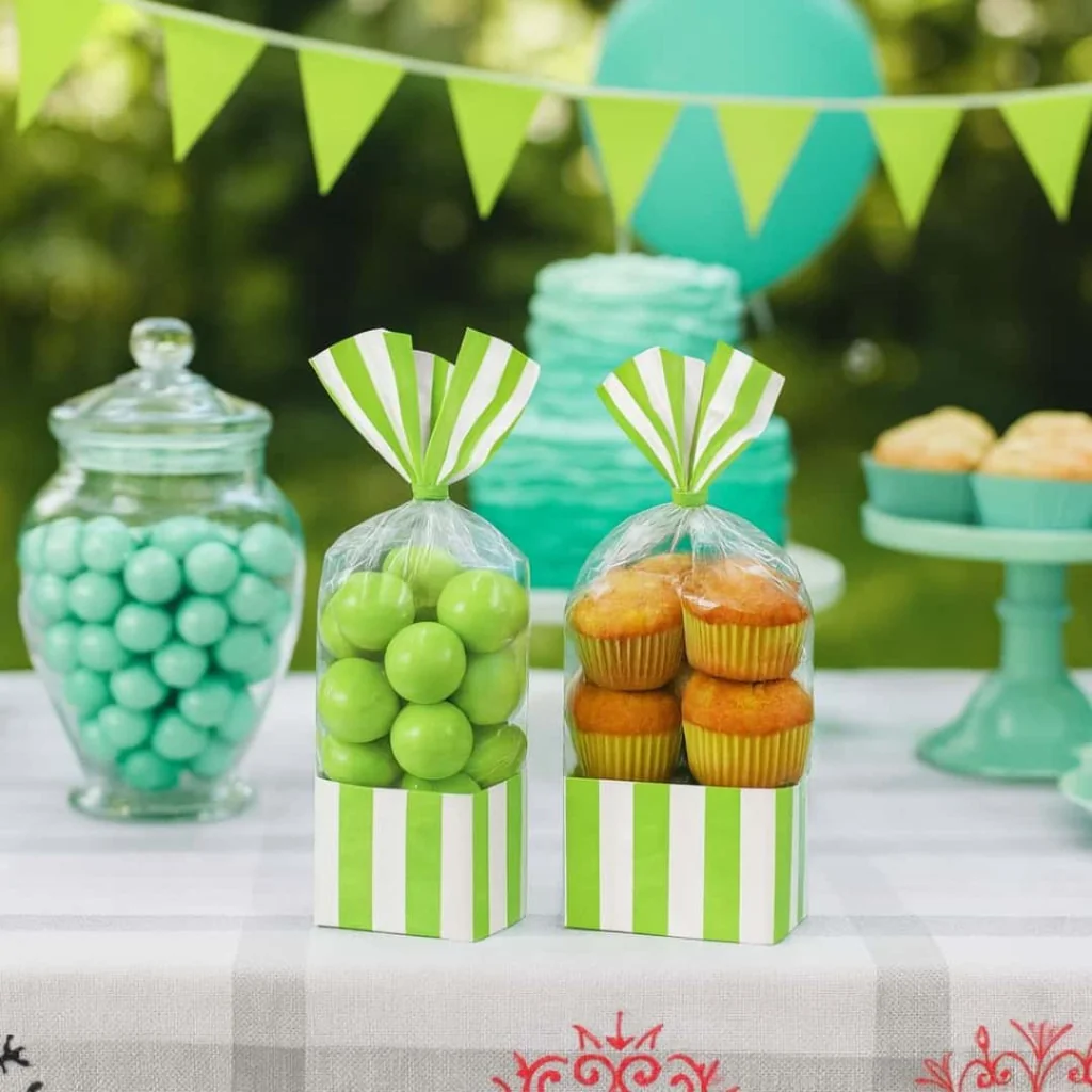 Sacchetti Festa Party Bag a Righe Verde Kiwi 10 pz DT