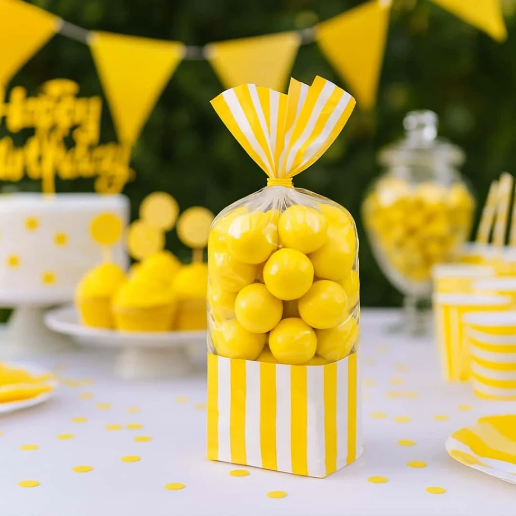 Sacchetti Festa Party Bag a Righe Gialli 10 pz DT