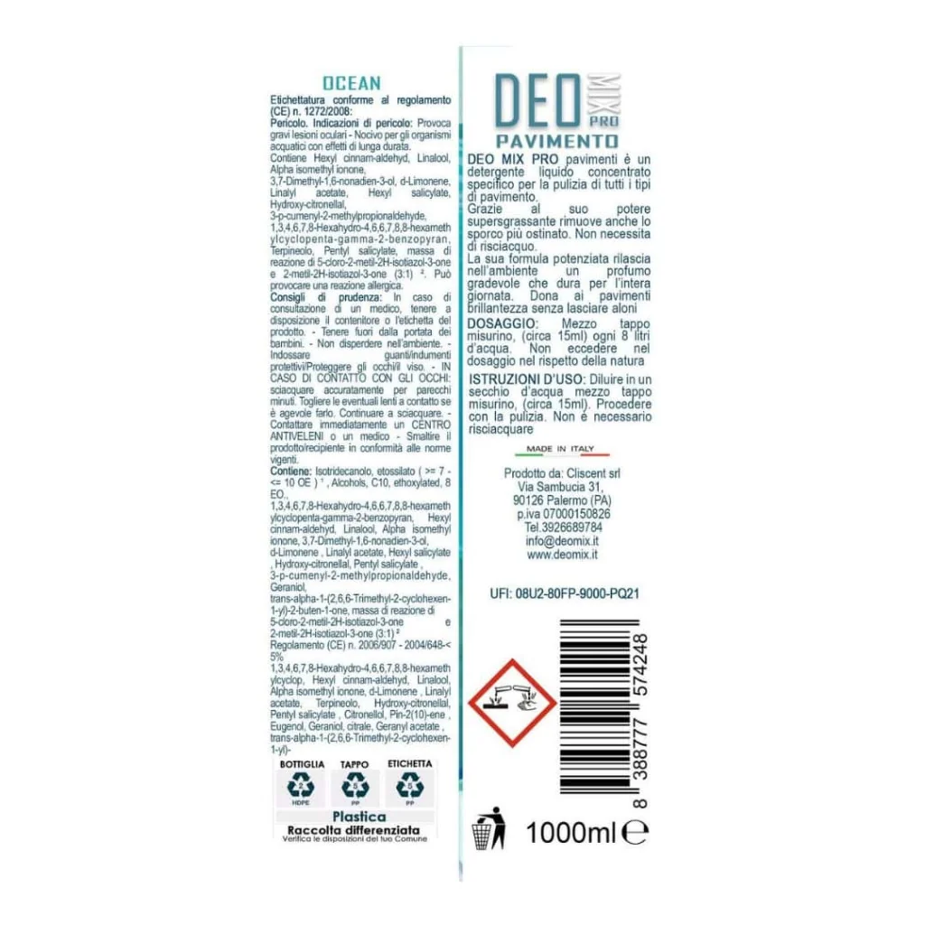 Deo Mix Pro Detersivo Pavimenti Ocean 1 Lt DEO MIX