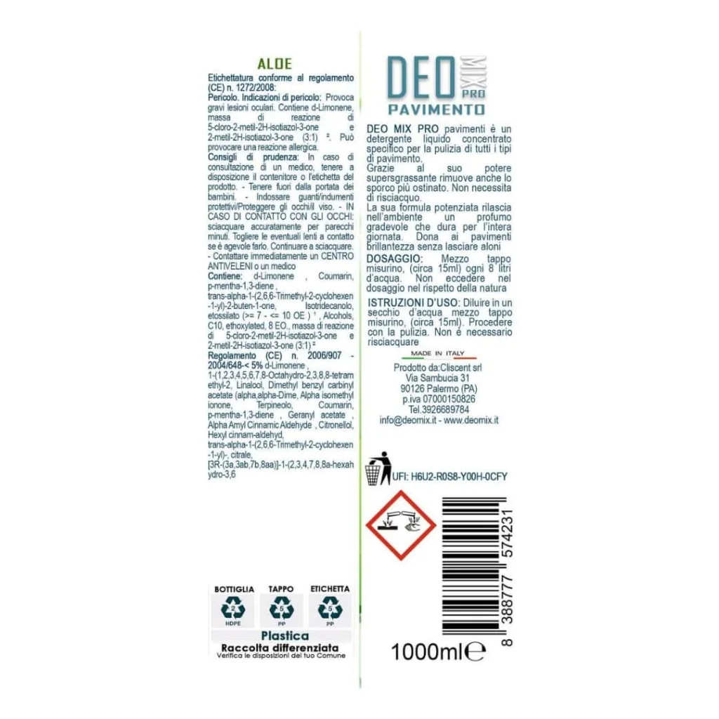 Deo Mix Pro Detersivo Pavimenti Aloe 1 lt DEO MIX
