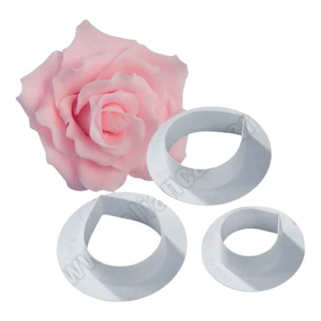 Kit 3 Cutter Fiore Rosa Pasta di Zucchero MARTELLATO