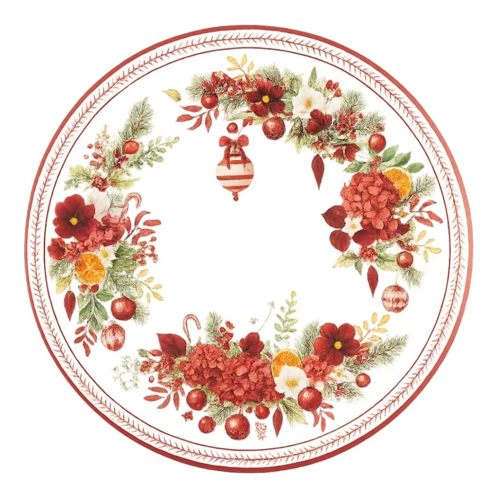 Piatti Piani Rossi Christmas Bouquet ø 27 cm 8pz GIVI ITALIA