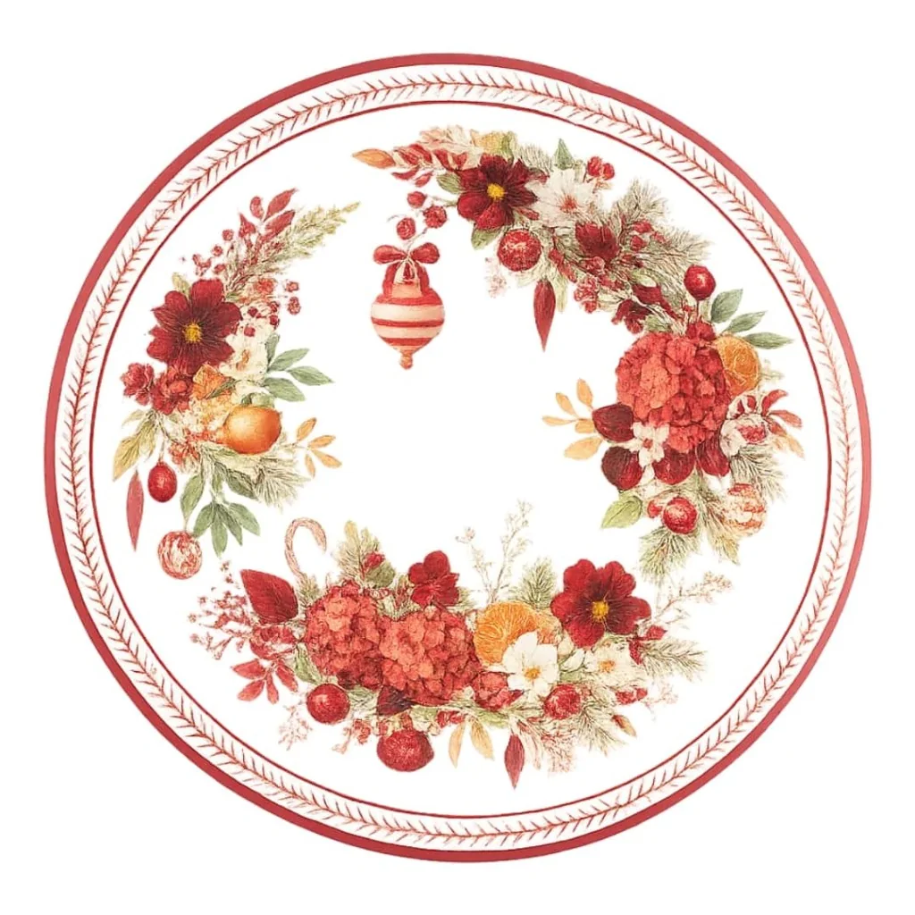 Piatti Fondi Rossi Christmas Bouquet ø 24 cm 8pz GIVI ITALIA