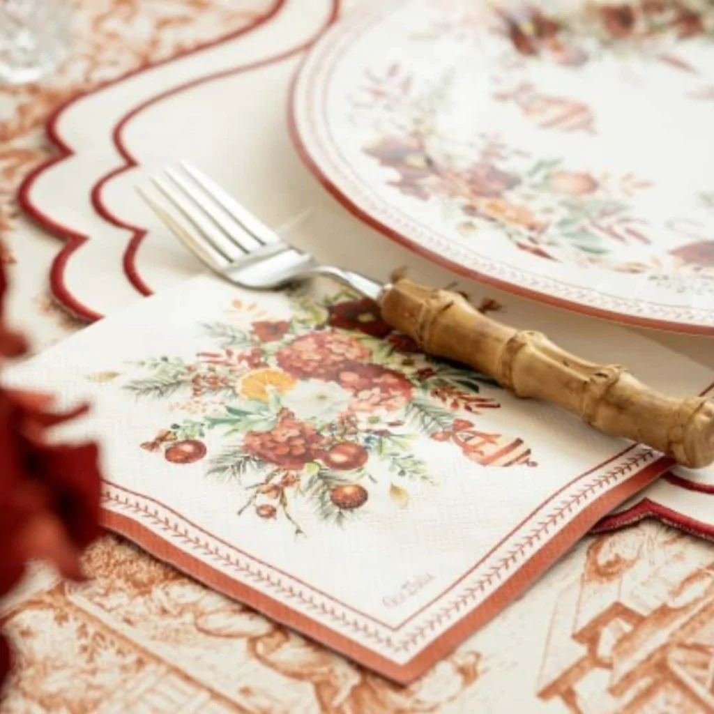 Tovaglioli Rossi Christmas Bouquet 33x33 cm 16 pz GIVI ITALIA