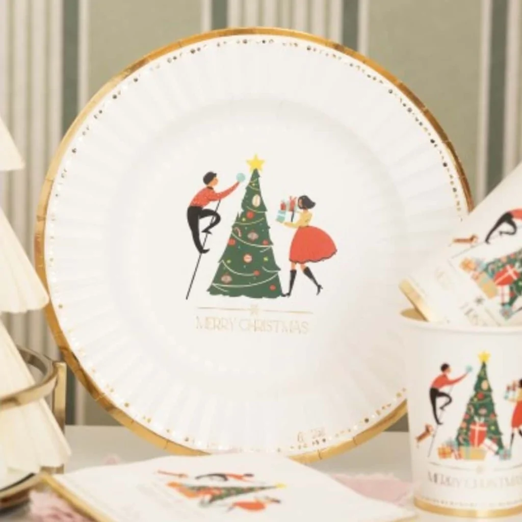 Piatti Piani Oro Christmas Story 23 cm 8pz GIVI ITALIA