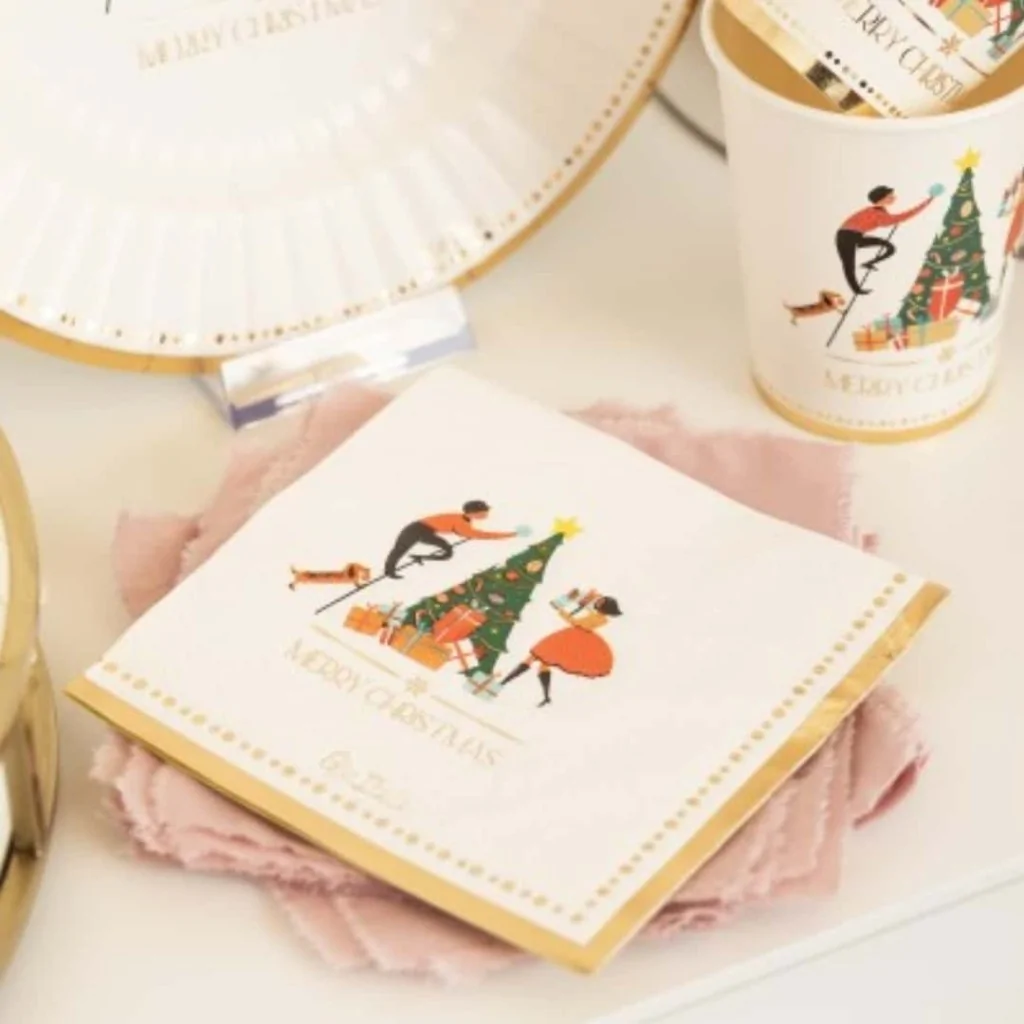 Tovaglioli Oro Christmas Story 25x25 cm 20 pz GIVI ITALIA