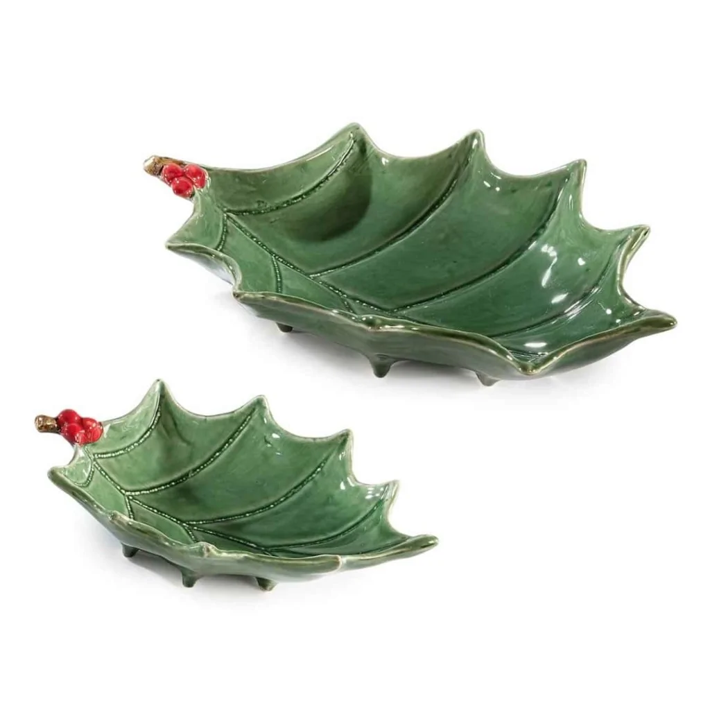 Set 2 Piatti Ceramica Agrifoglio con Bacche ART FROM ITALY