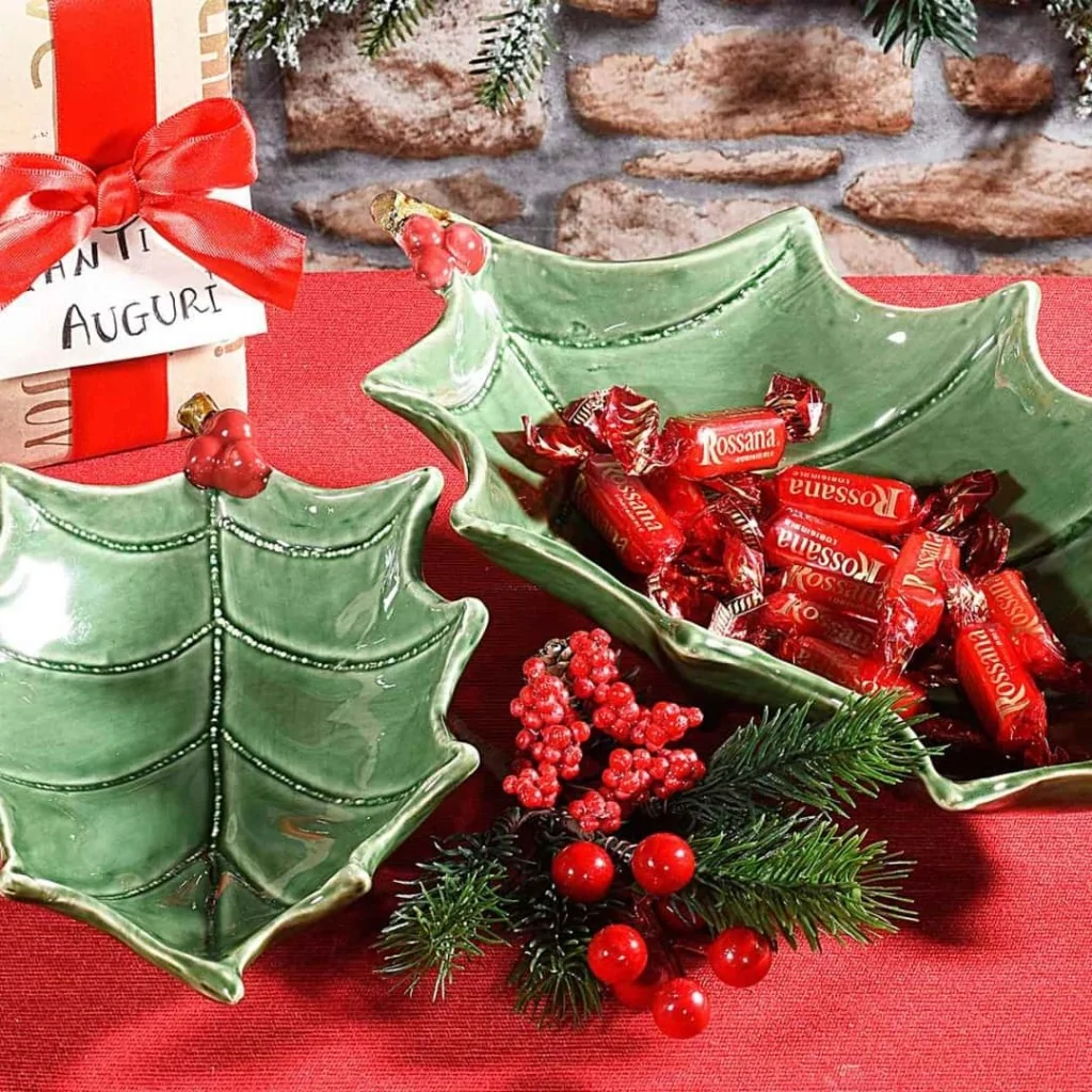 Set 2 Piatti Ceramica Agrifoglio con Bacche ART FROM ITALY