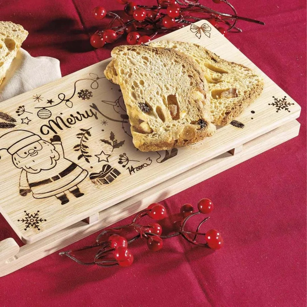 Tagliere Aperitivo Legno a Slitta con Incisioni Natalizie ART