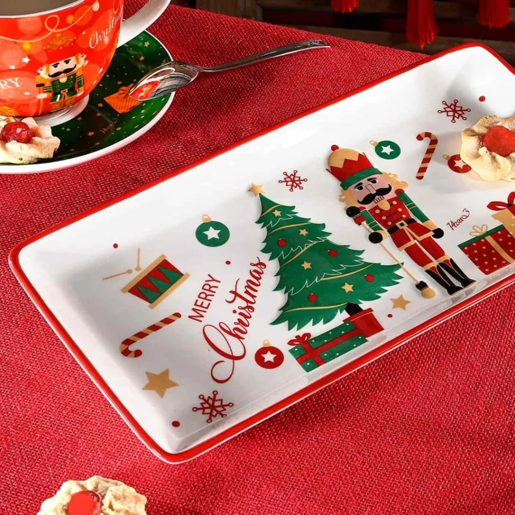 Piatto Rettangolare con Decori Natalizi in Rilievo ART FROM