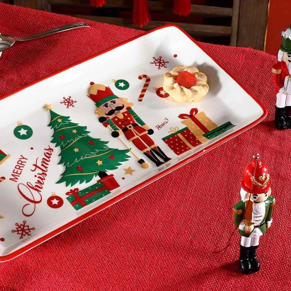 Piatto Rettangolare con Decori Natalizi in Rilievo ART FROM