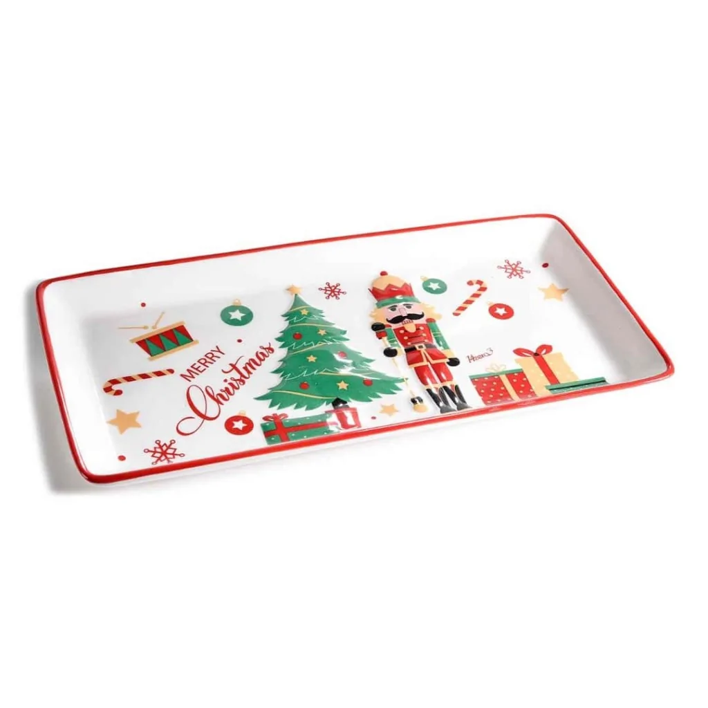 Piatto Rettangolare con Decori Natalizi in Rilievo ART FROM
