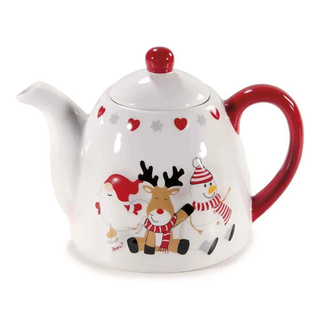Teiera Natalizia Ceramica con Decori 800 ml ART FROM ITALY
