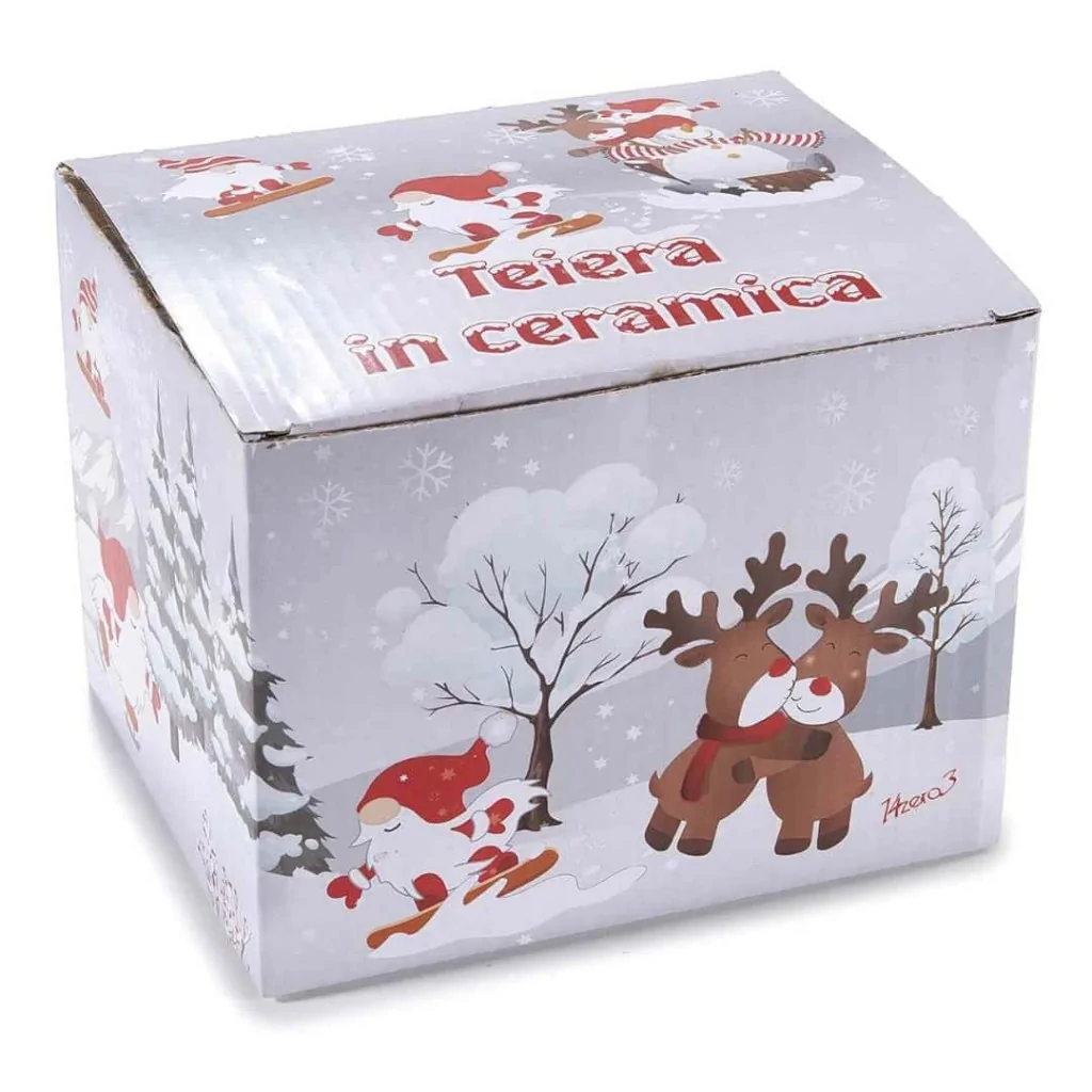 Teiera Natalizia Ceramica con Decori 800 ml ART FROM ITALY