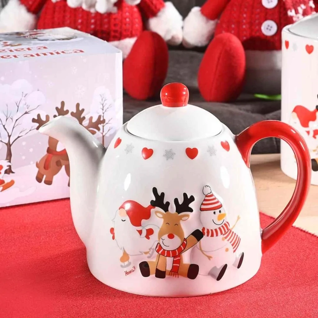 Teiera Natalizia Ceramica con Decori 800 ml ART FROM ITALY