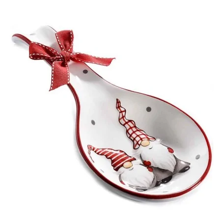 Poggiamestolo Ceramica Decoro Elfo Babbo Natale ART FROM ITALY