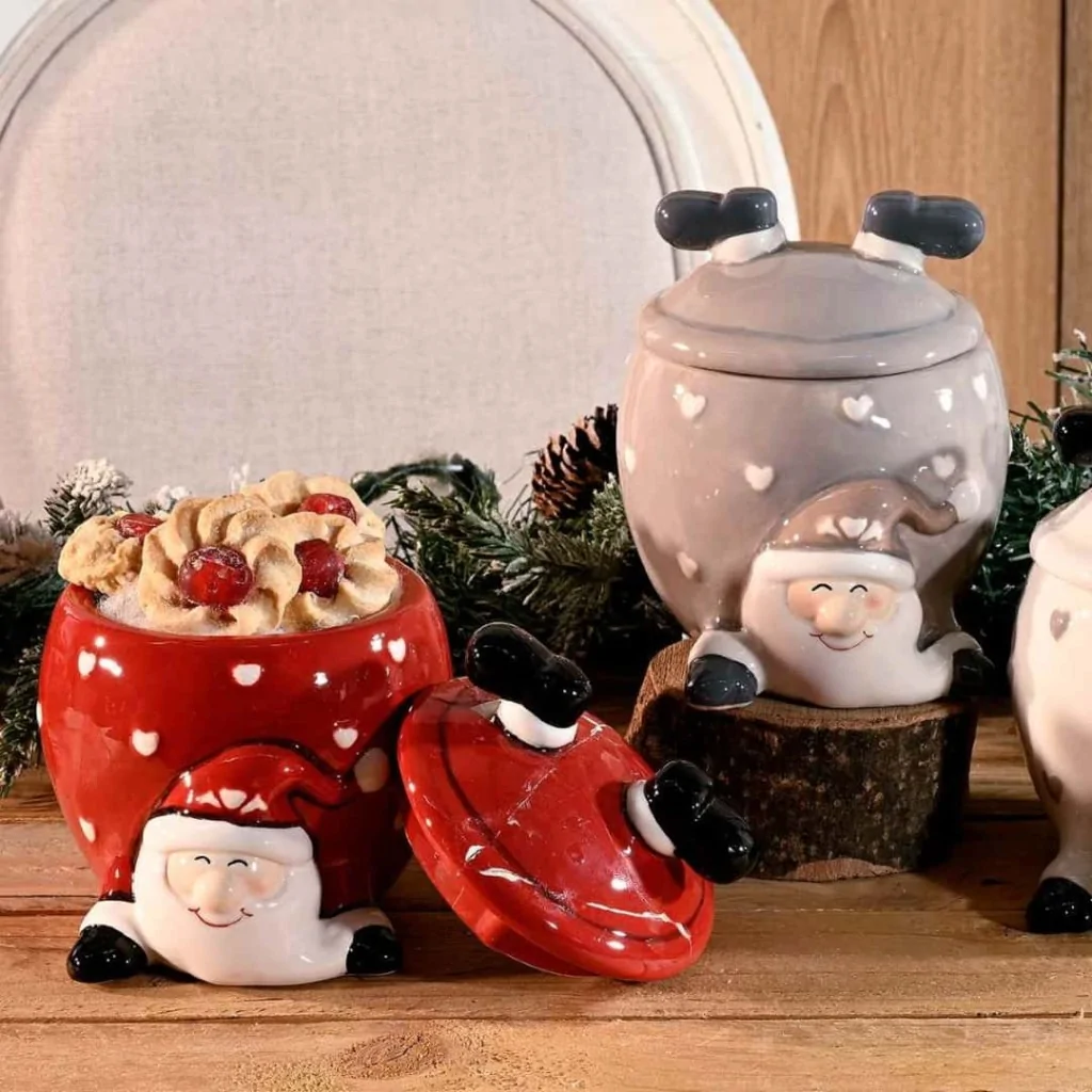 Barattolo Biscotti Ceramica Babbo Natale ART FROM ITALY