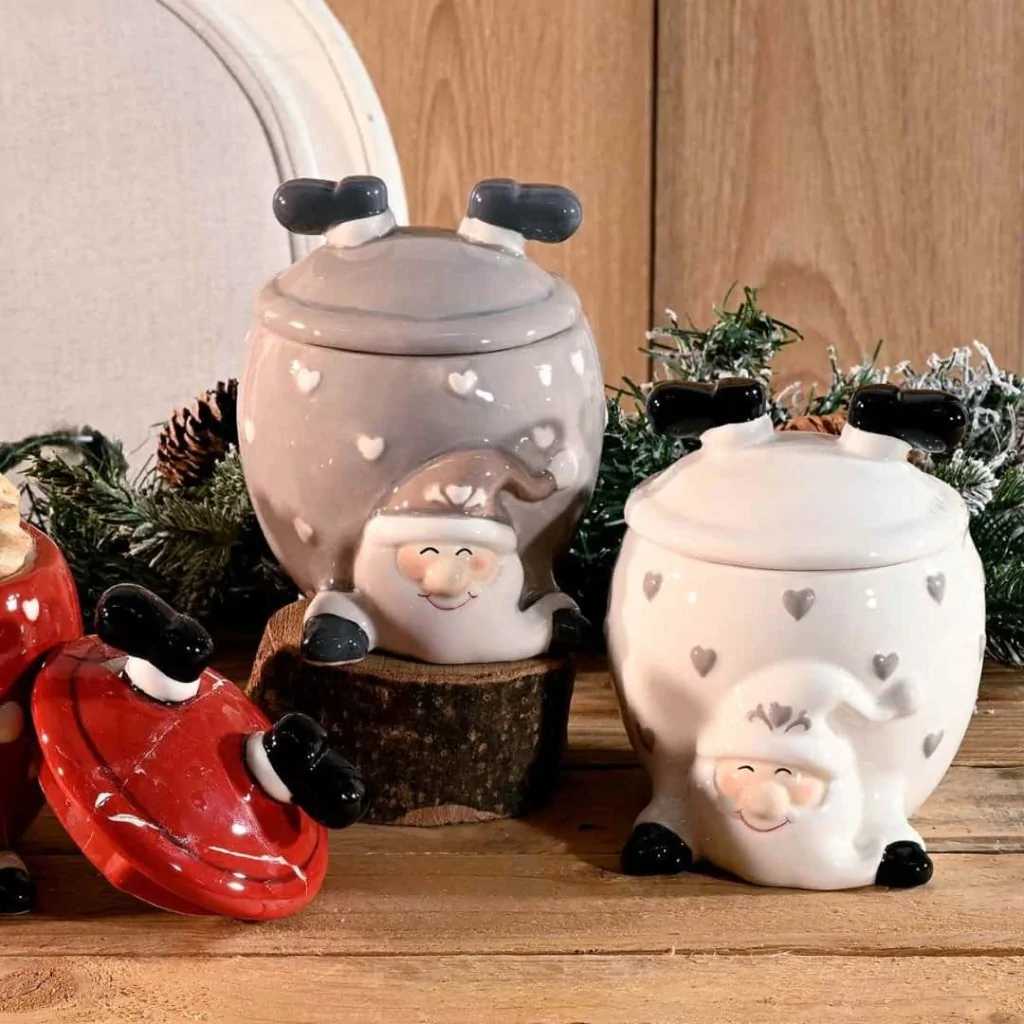 Barattolo Biscotti Ceramica Babbo Natale ART FROM ITALY