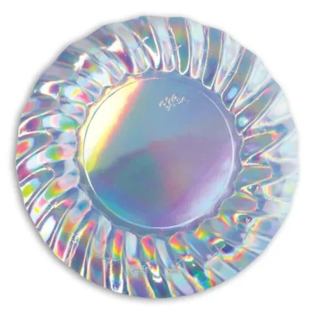 Sottopiatti Wavy Iridescent Argento 30 cm 6pz BIG PARTY
