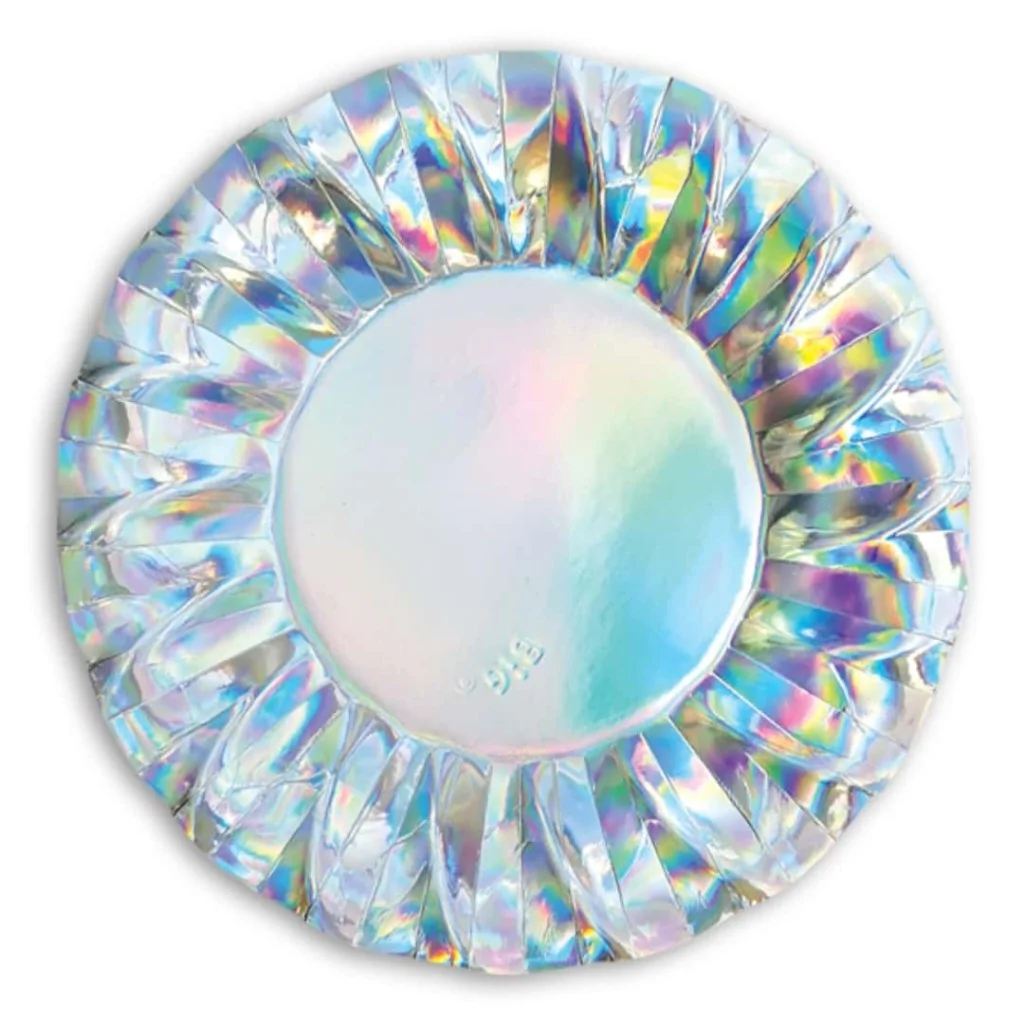 Piatti Fondi Wavy Iridescent Argento 24 cm 6pz BIG PARTY