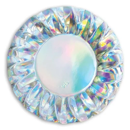 Piatti Fondi Wavy Iridescent Argento 24 cm 6pz BIG PARTY