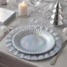 Piatti Fondi Wavy Iridescent Argento 24 cm 6pz BIG PARTY
