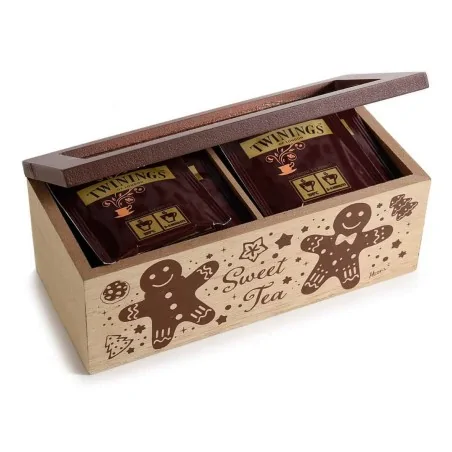 Scatola Te Pan di Zenzero in Legno 2 Scomparti ART FROM ITALY