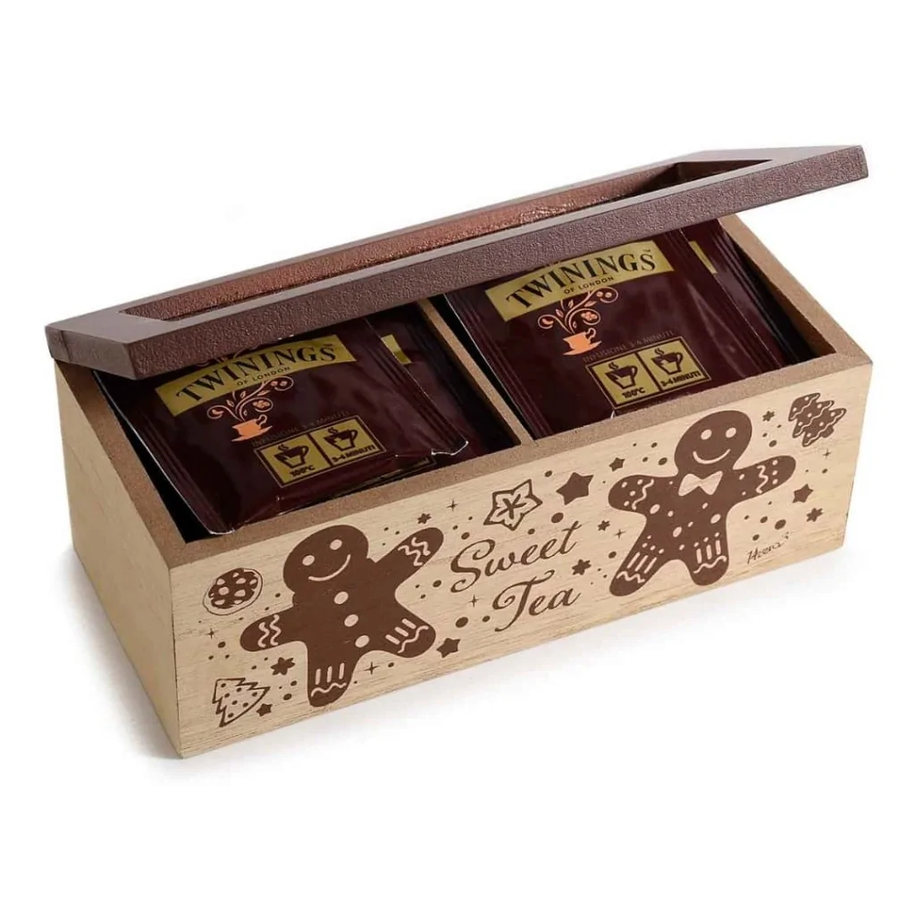 Scatola Te Pan di Zenzero in Legno 2 Scomparti ART FROM ITALY