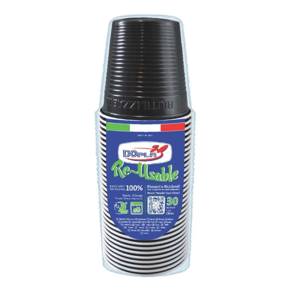 Bicchiere Bicolore Reusable Nero 230 cc DOPLA