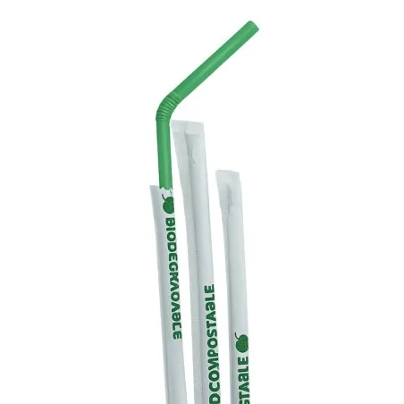 Cannucce Bio Verdi Imbustate 24 cm 400 pz IMBALLAGGI ALIMENTARI