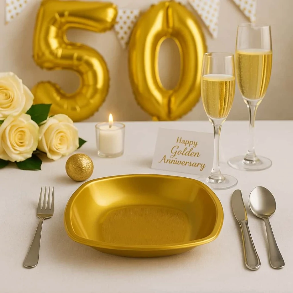 Piatti Fondi Square Oro 18x18 cm 12 pz GOLD PLAST