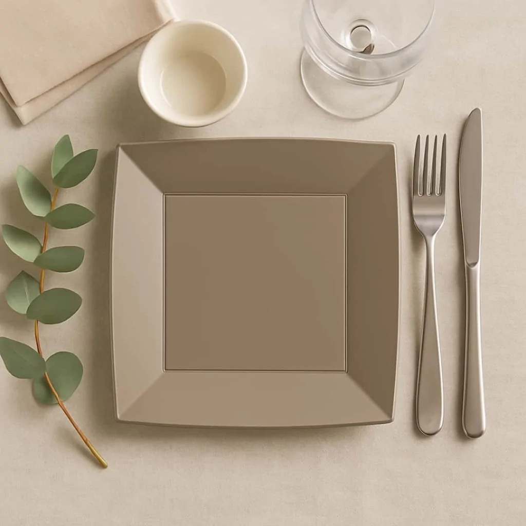 Piatti Piani Nice Taupe 23x23 cm 15 pz GOLD PLAST