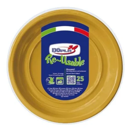 Piatto Fondo Reusable Oro 20,5 cm 25pz DOPLA